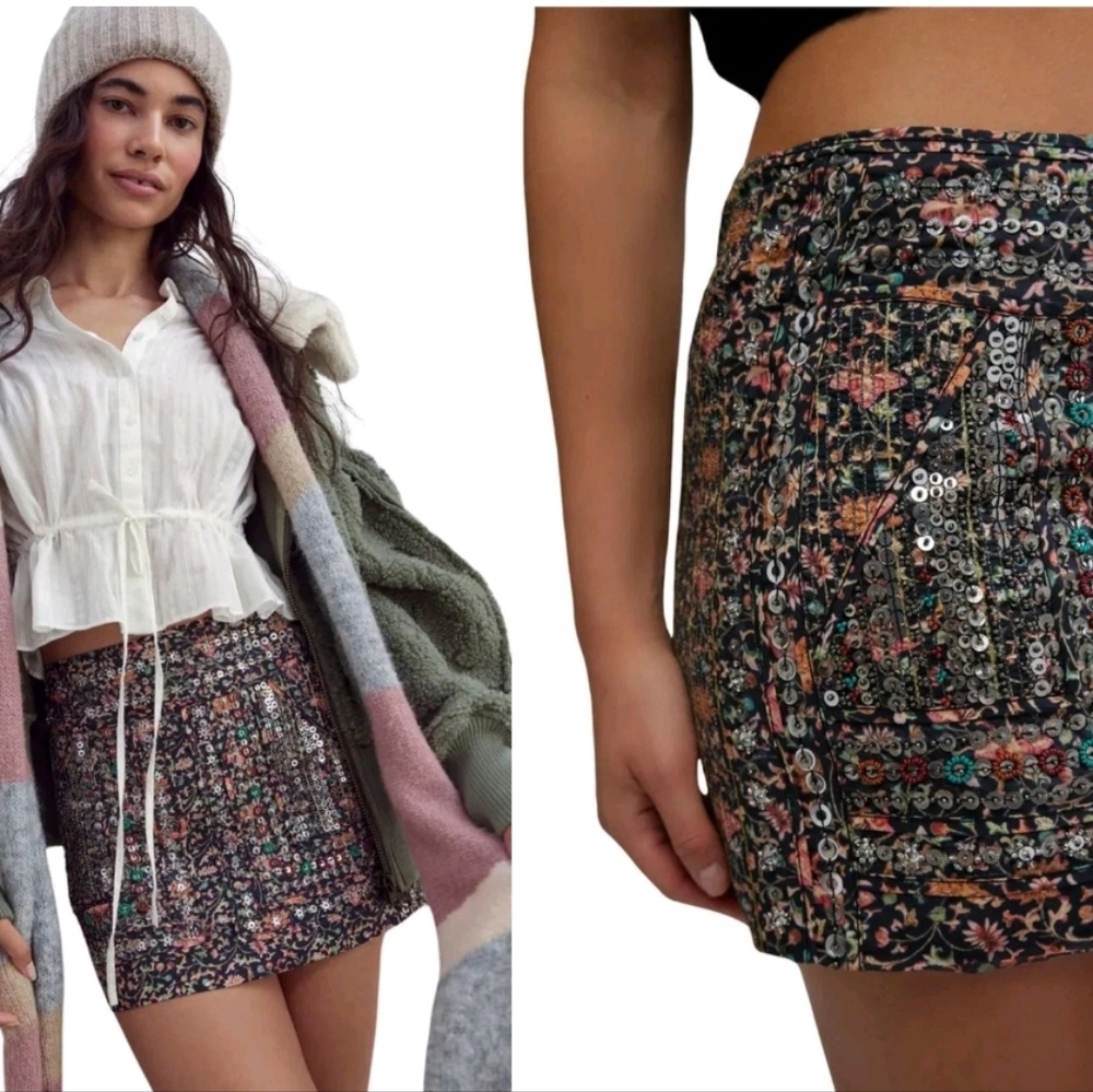 Free People Embellished Mini Skirt, size M